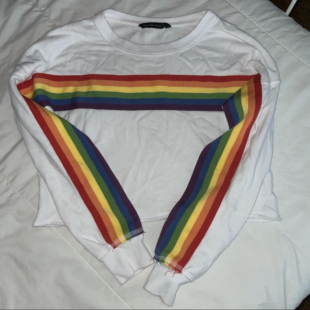 Abercrombie rainbow cropped sweater